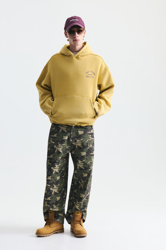 Oversize Baskılı Kapüşonlu Sweatshirt