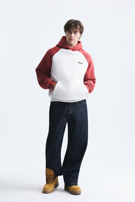 Renk Bloklu Kapüşonlu Sweatshirt