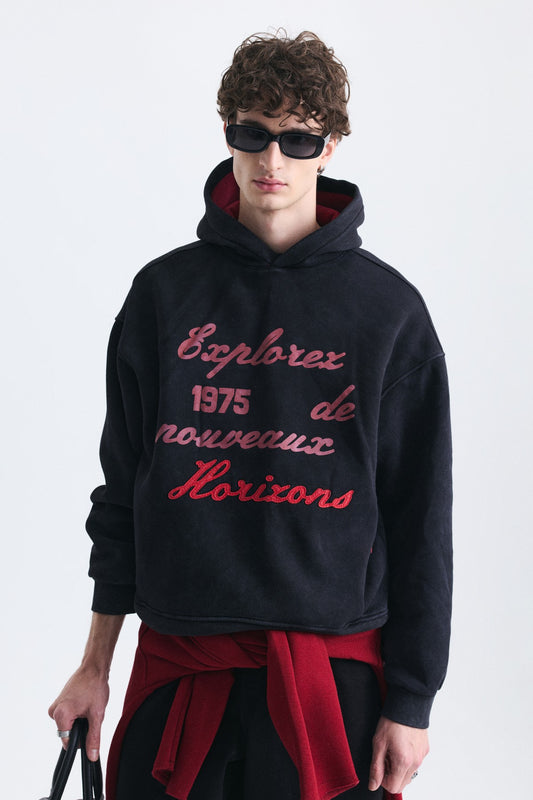 Oversize Baskılı Yıkamalı Sweatshirt