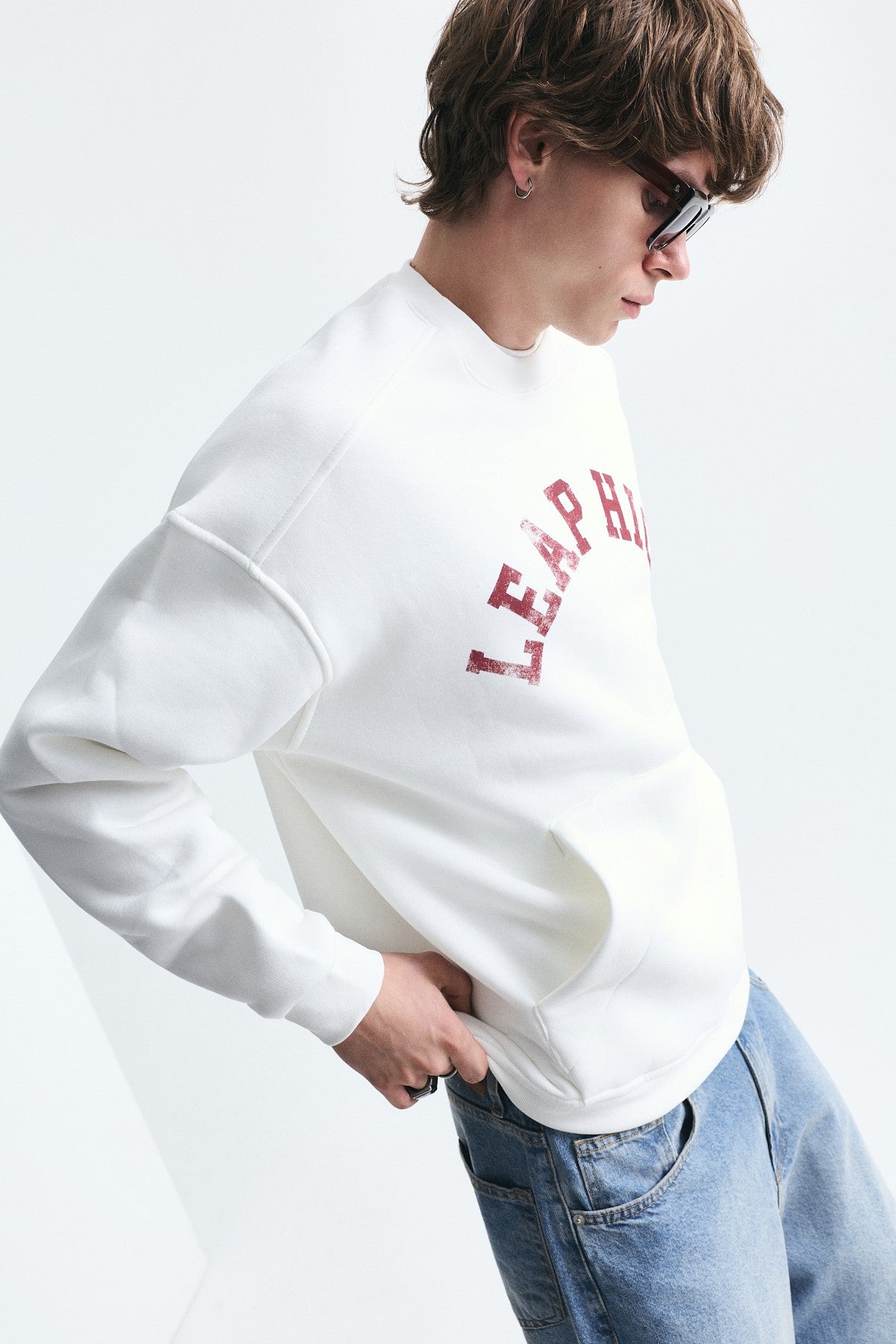 Yıkamalı Yazılı Oversize Sweatshirt