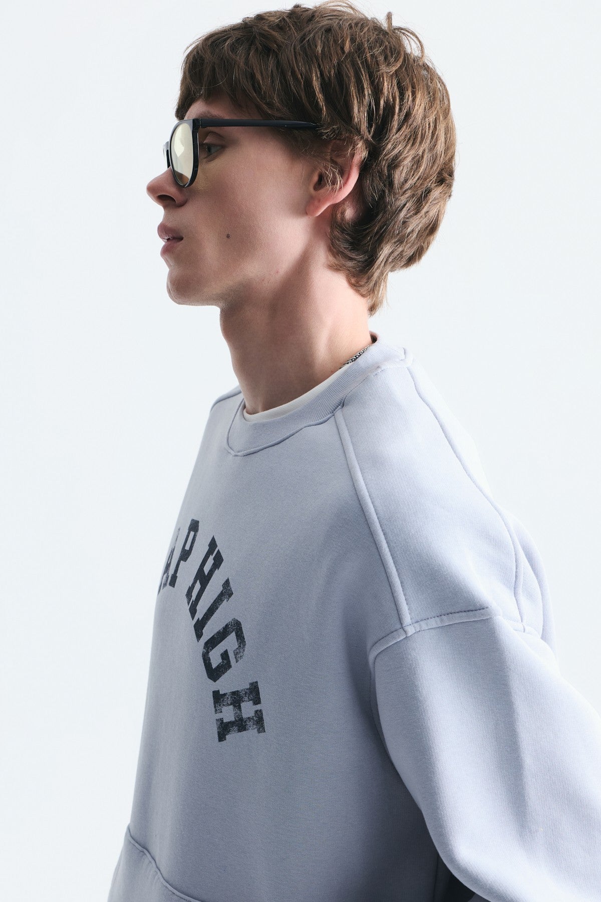 Yıkamalı Yazılı Oversize Sweatshirt