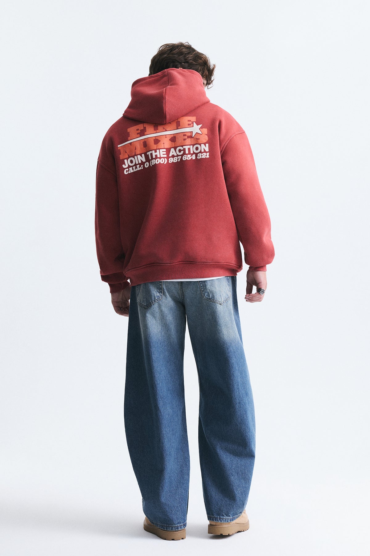Oversize Yıkamalı Kapüşonlu Sweatshirt