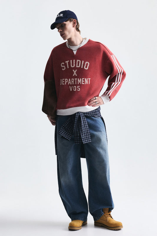 Kontrast Yaka Oversize Sweatshirt