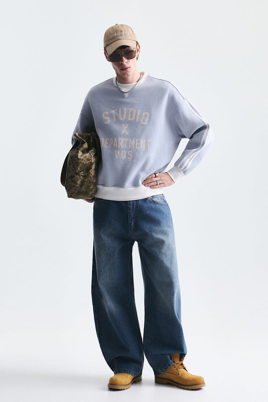 Kontrast Yaka Oversize Sweatshirt