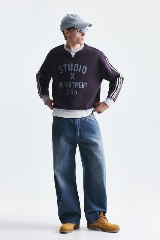 Kontrast Yaka Oversize Sweatshirt