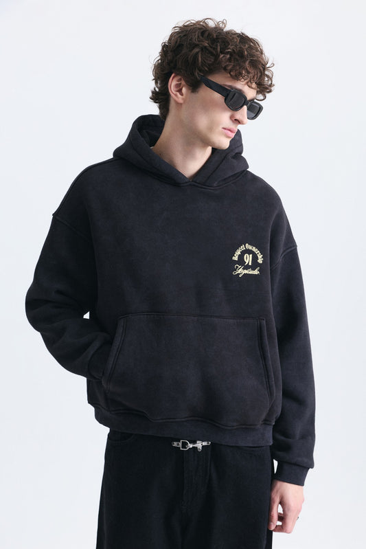Boxy Fit Yazılı Kapüşonlu Sweatshirt