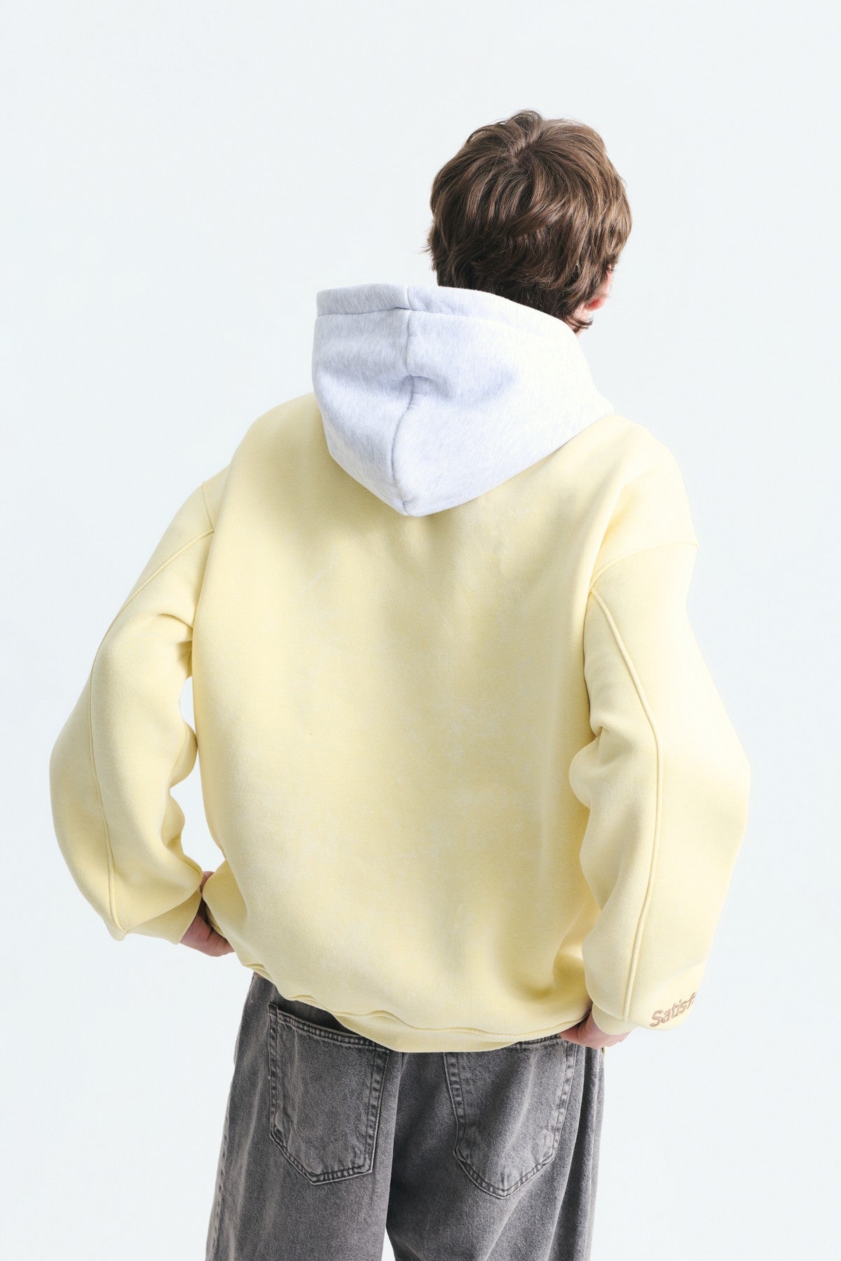 Oversize Baskılı Kapüşonlu Sweatshirt V70-266