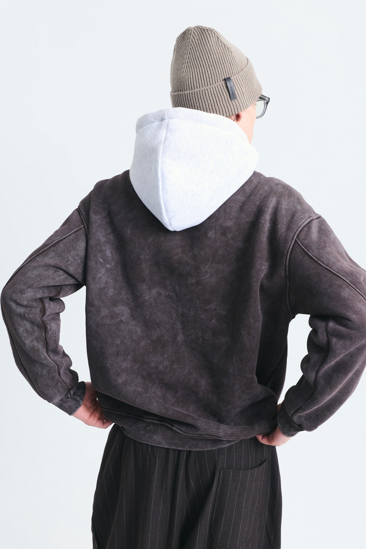 Oversize Baskılı Kapüşonlu Sweatshirt V70-266