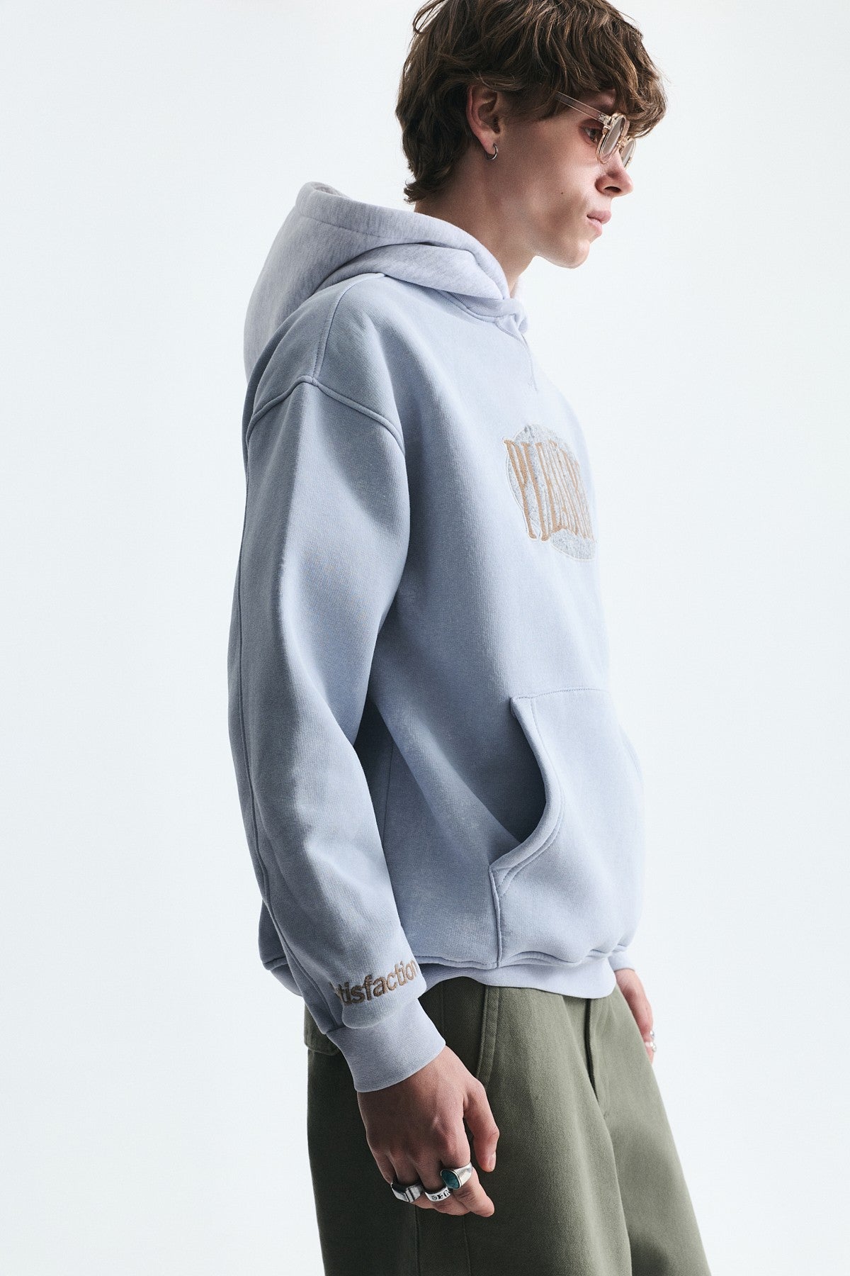 Oversize Baskılı Kapüşonlu Sweatshirt V70-266