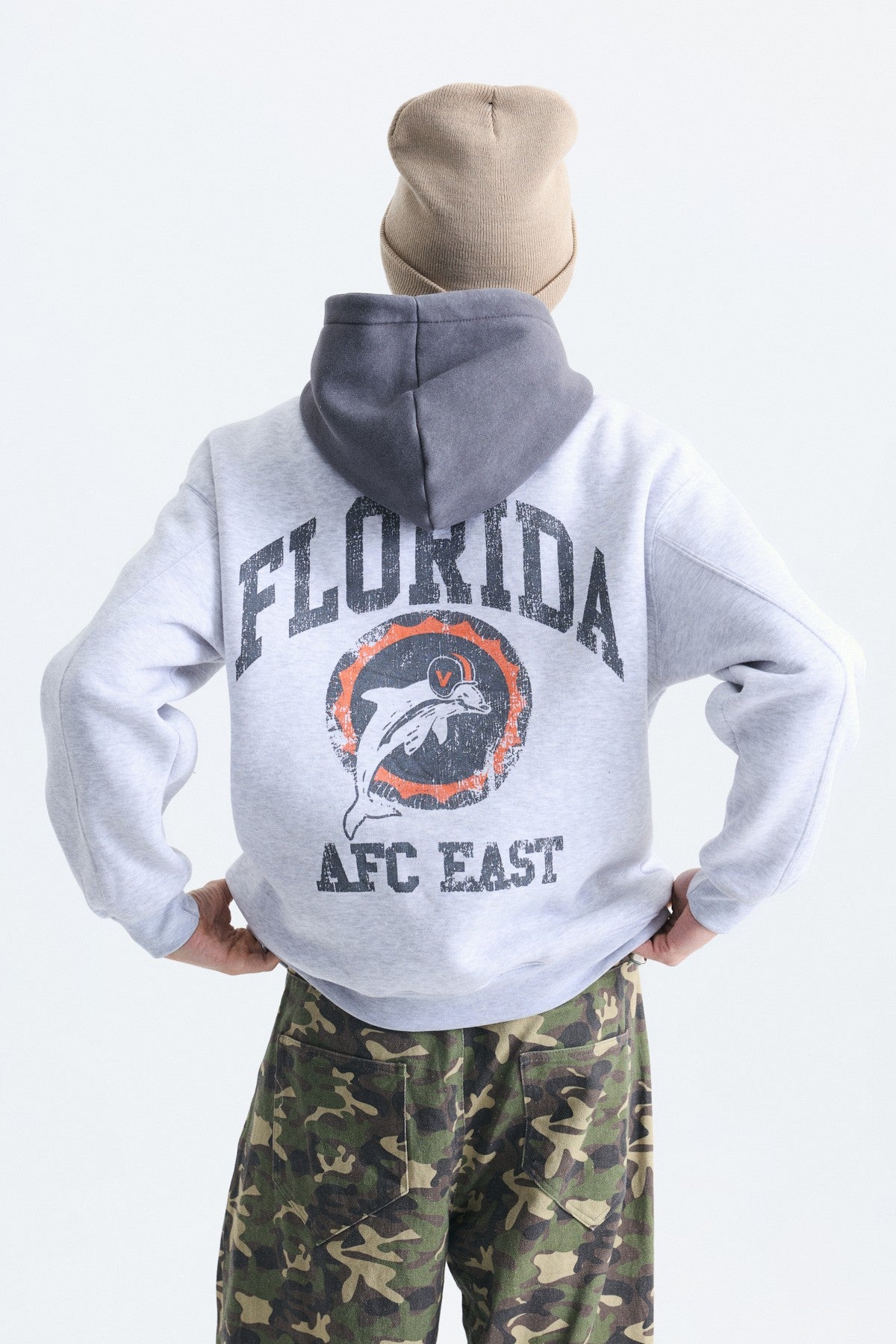Oversize Baskılı Kapüşonlu Sweatshirt