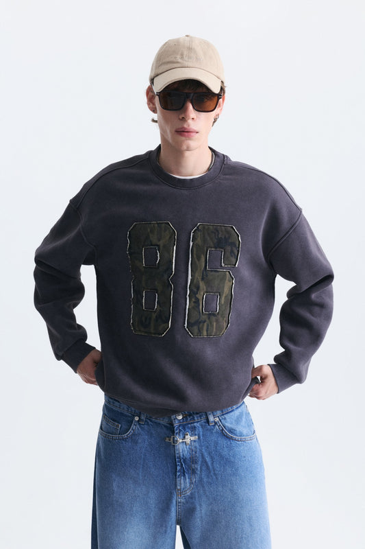 Oversize Bisiklet Yaka Sweatshirt