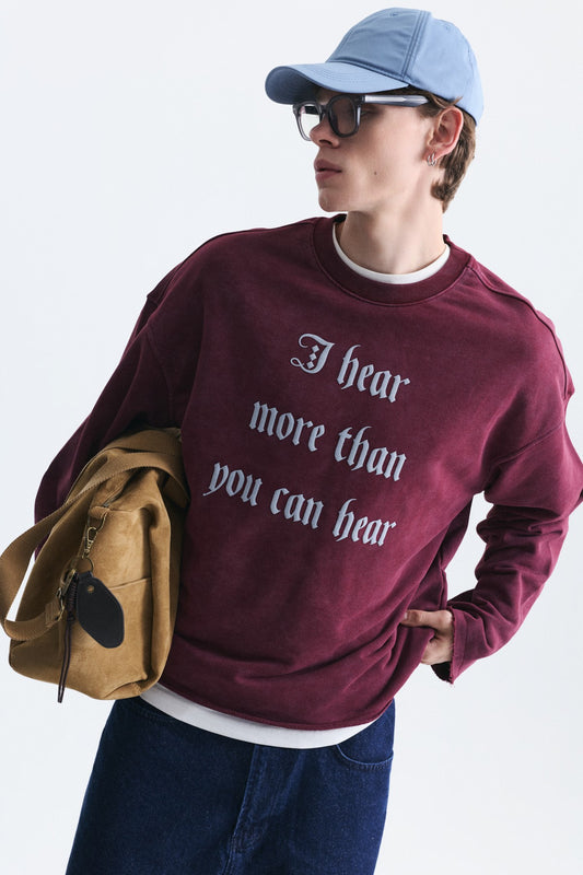 Boxy Fit Yazılı Sweatshirt