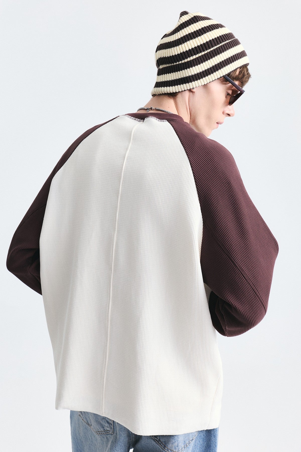 Renk Bloklu Dokulu Sweatshirt