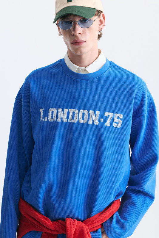 Dokulu London Baskılı Sweatshirt