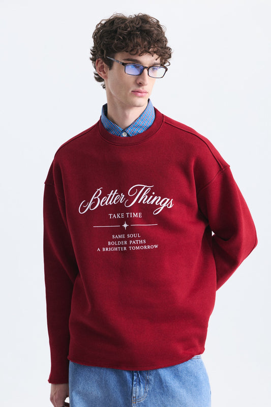 Oversize Yazı Baskılı Sweatshirt