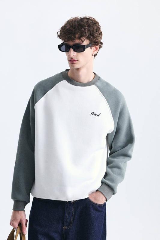 Oversize Renk Bloklu Sweatshirt