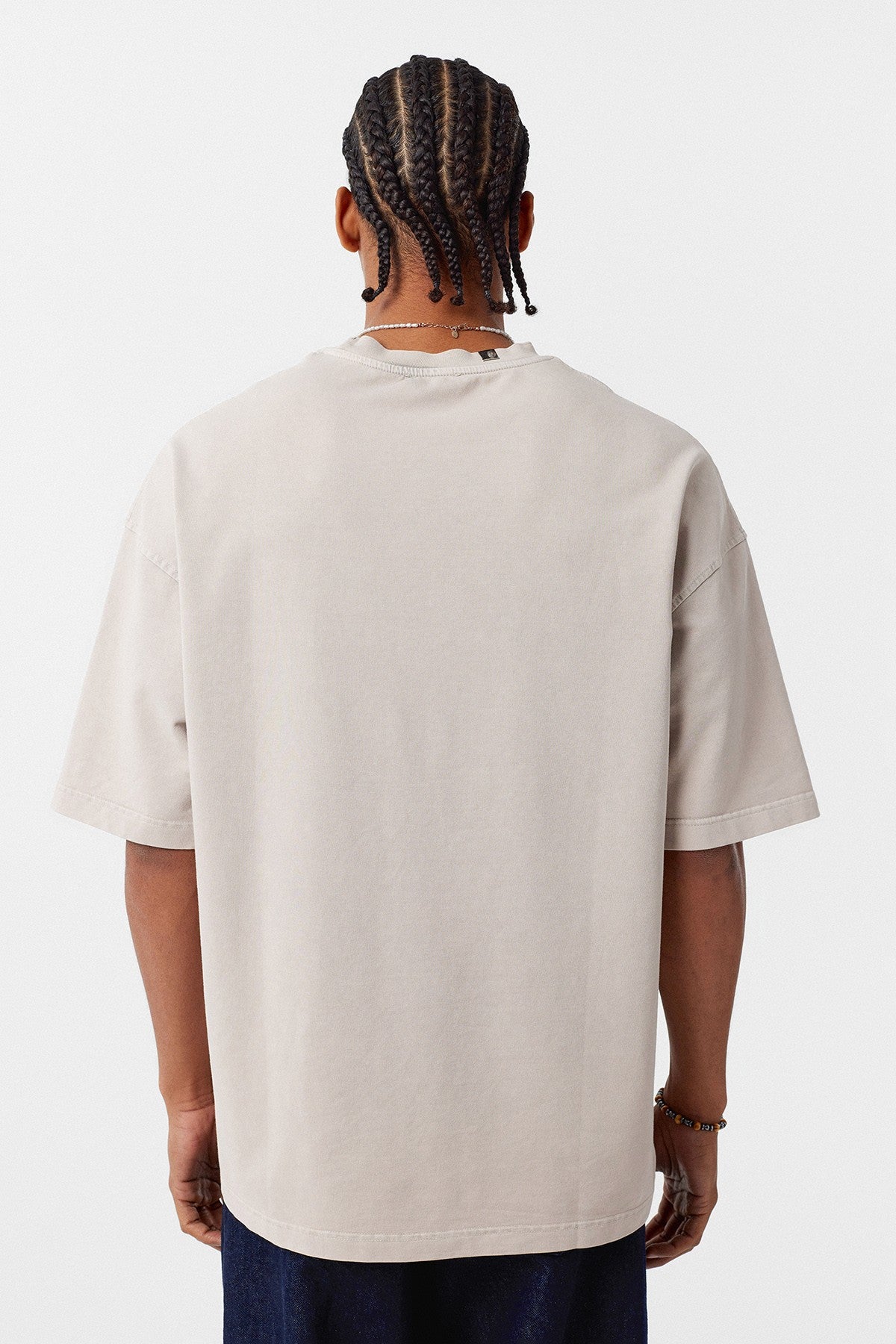 Yıkamalı Yaka Detaylı Oversize Tişört