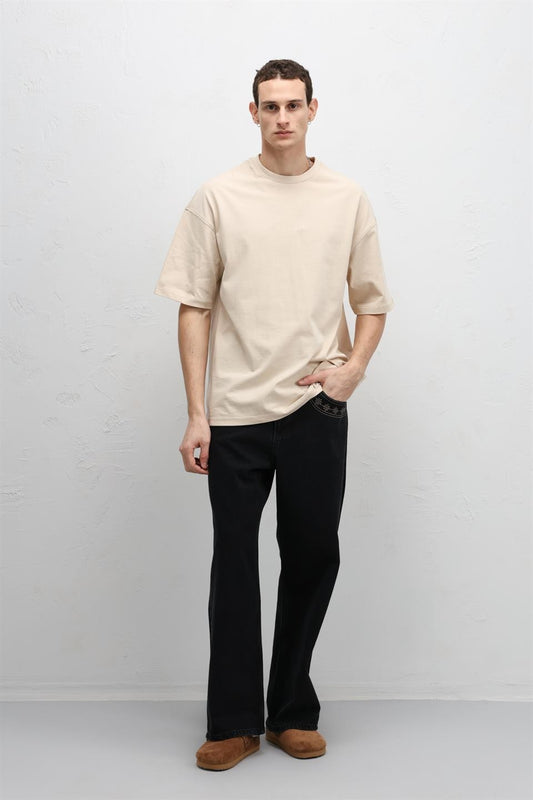 Basic Oversize Bisiklet Yaka Tişört