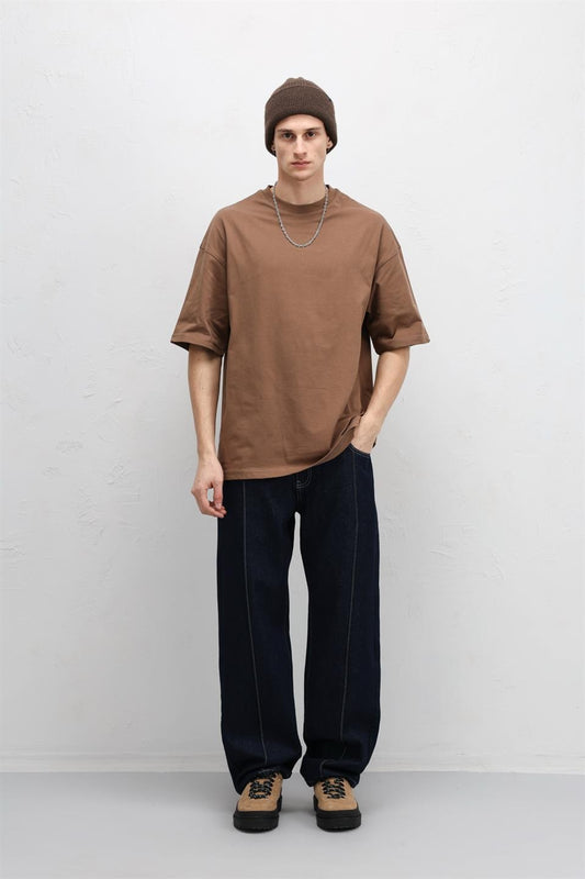 Basic Oversize Bisiklet Yaka Tişört