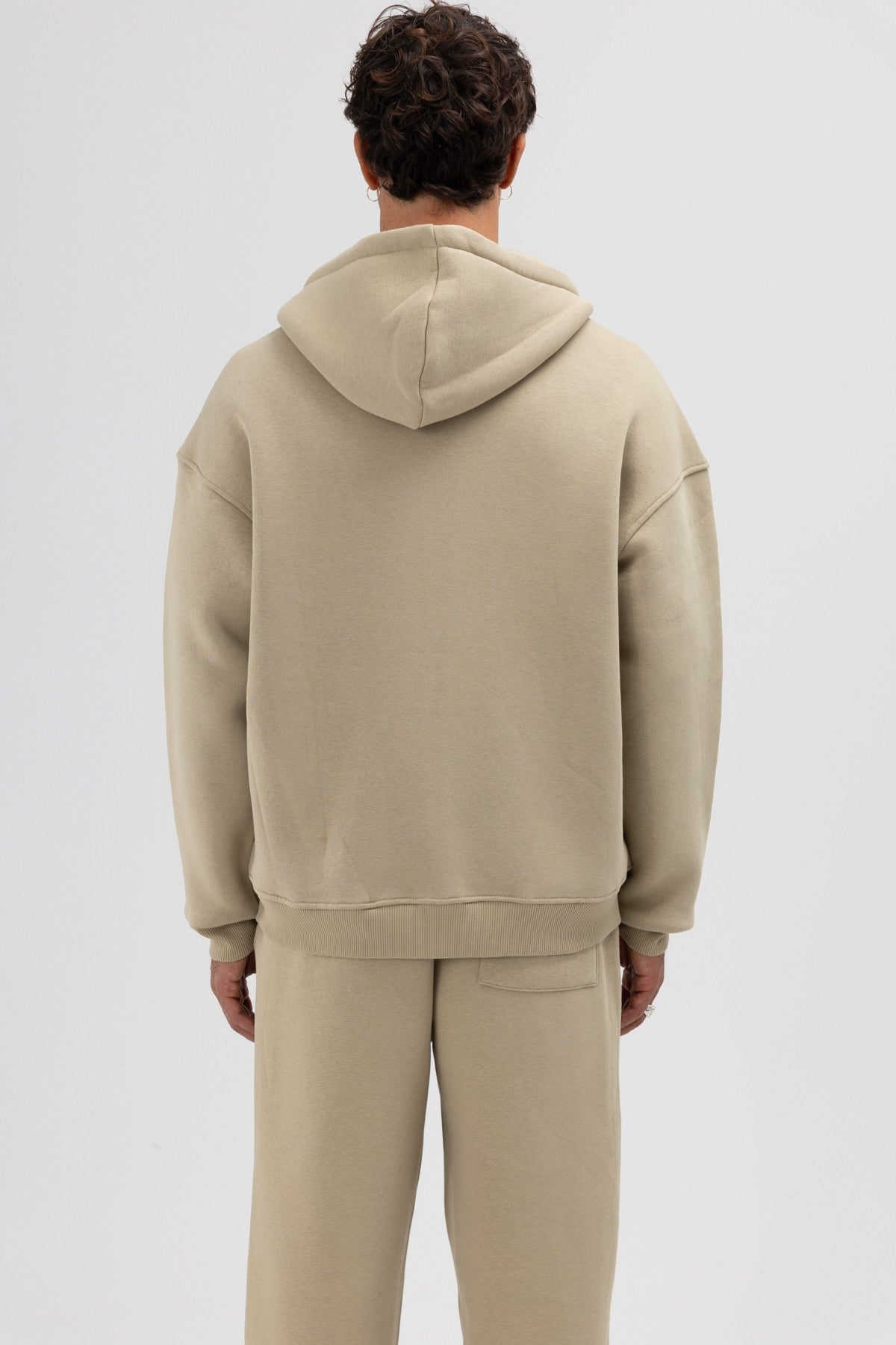 Basic Fermuarlı Oversize Kapüşonlu Sweatshirt