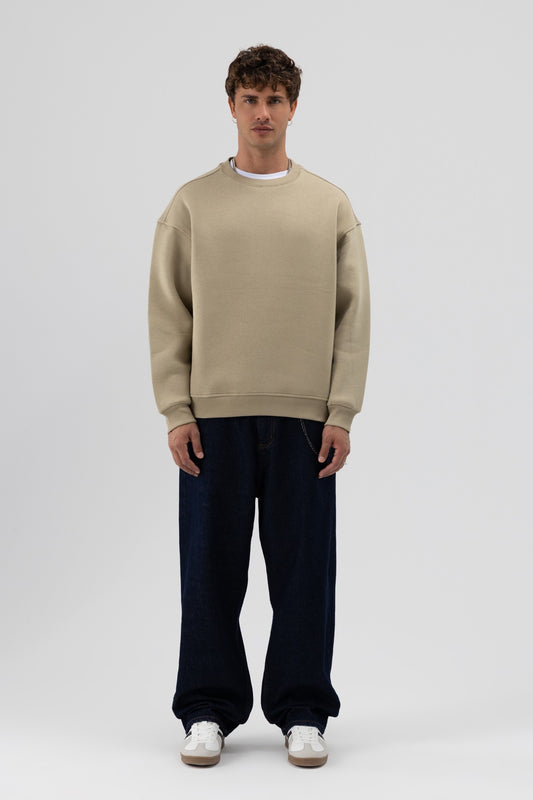 Basic Bisiklet Yaka Oversize Sweatshirt