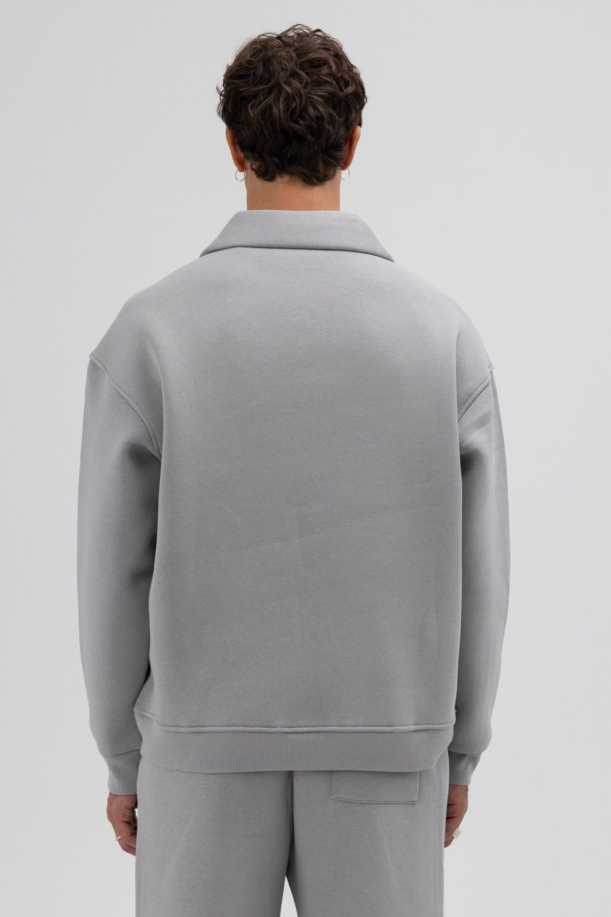 Oversize Fermuarlı Dik Yaka Sweatshirt