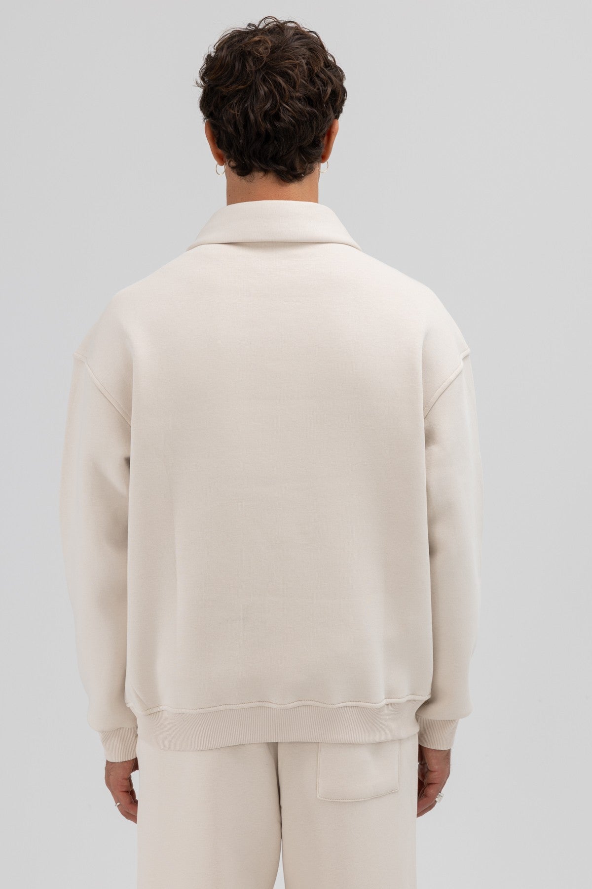 Oversize Fermuarlı Dik Yaka Sweatshirt