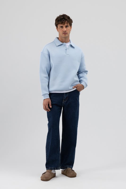 Basic Polo Yaka Sweatshirt