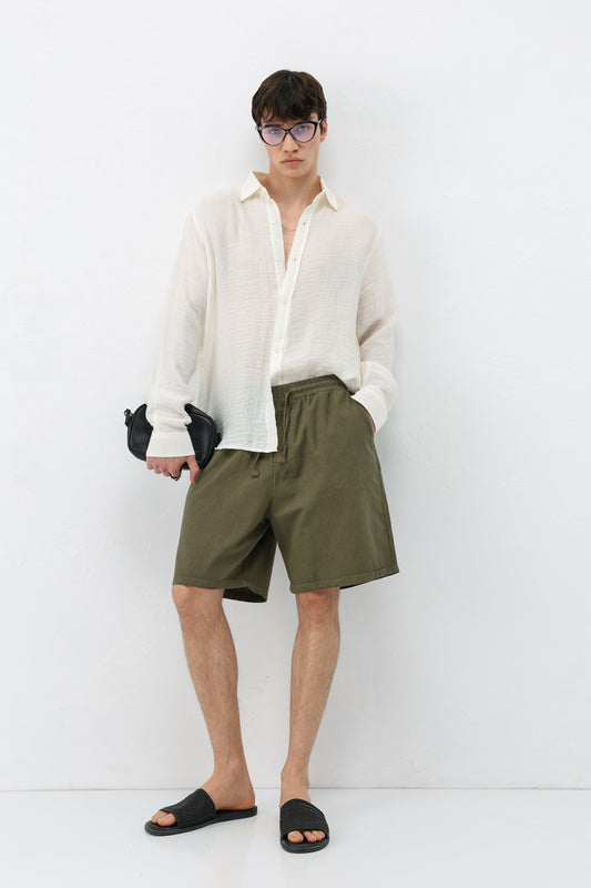 Oversize Keten Şort