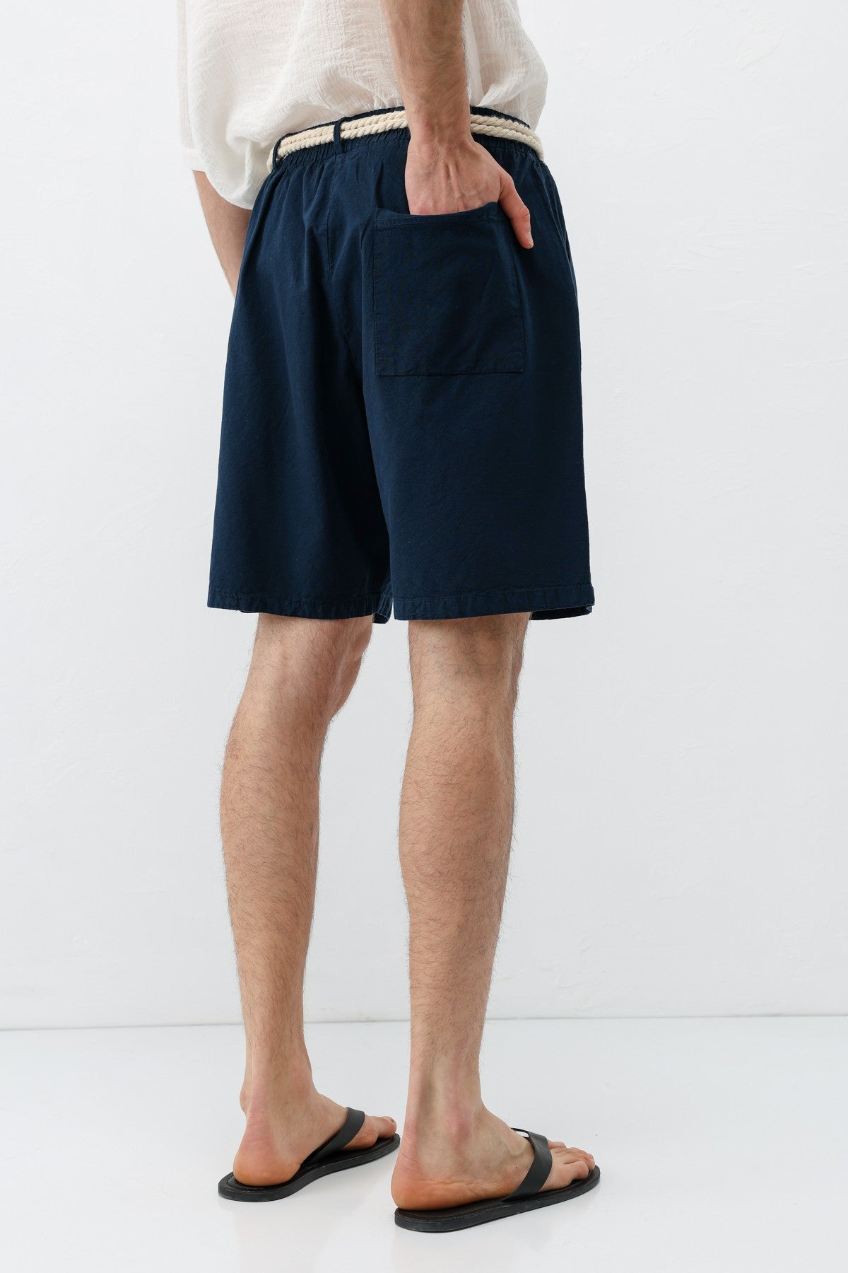 Kemerli Oversize Keten Şort