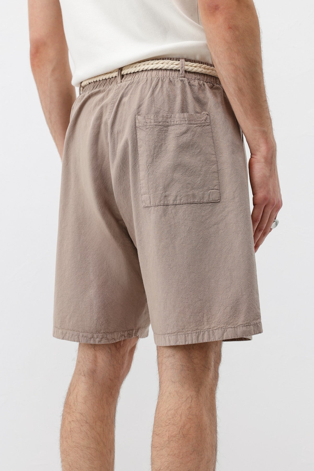 Kemerli Oversize Keten Şort