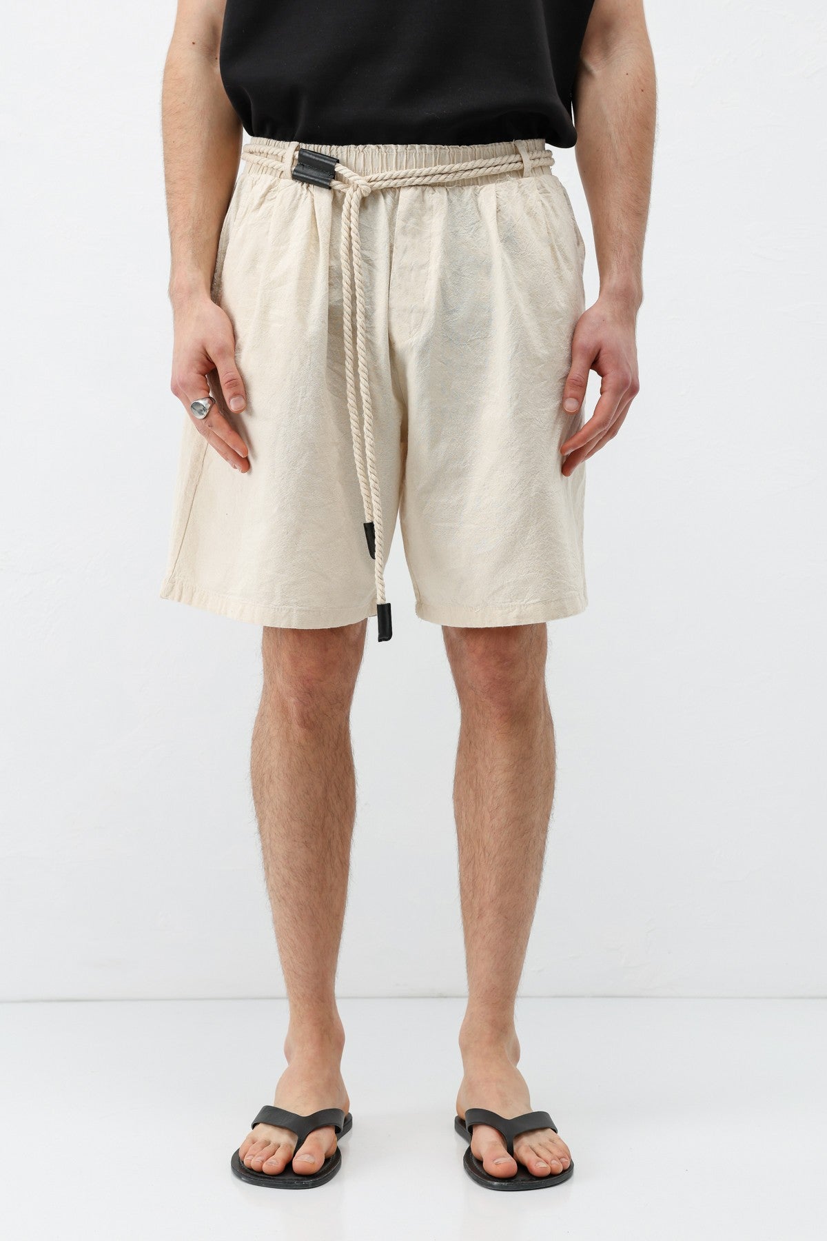 Kemerli Oversize Keten Şort