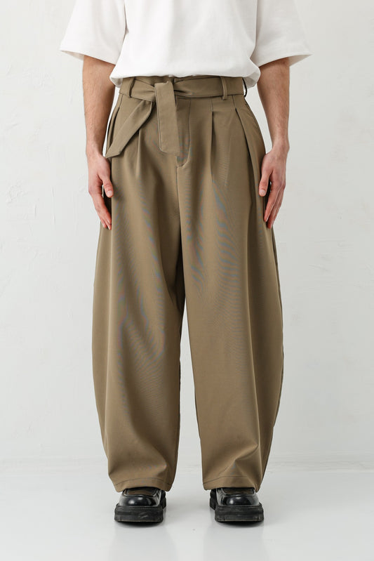 Barrel Fit Tailored Fit Kemerli Pantolon