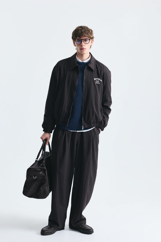 Oversize Çizgili Ceket Takım