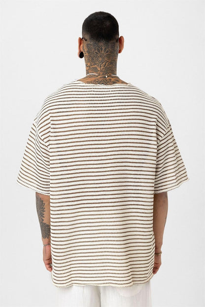 Çizgili Oversize Triko Tişört