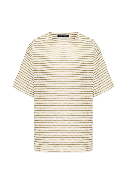 Çizgili Oversize Triko Tişört 30-773