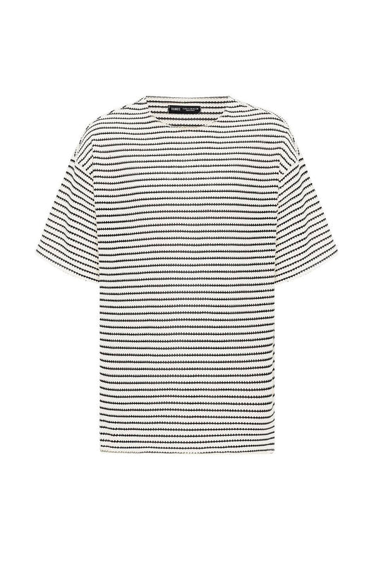 Çizgili Oversize Triko Tişört 30-773