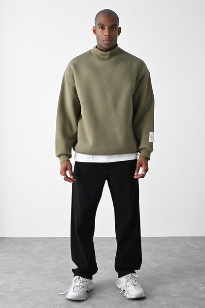 Vizon Kart Detaylı Oversize Sweatshirt