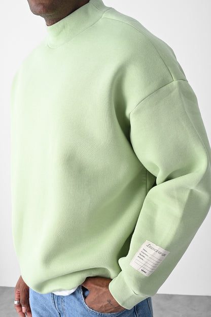 Vizon Kart Detaylı Oversize Sweatshirt