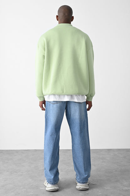 Vizon Kart Detaylı Oversize Sweatshirt