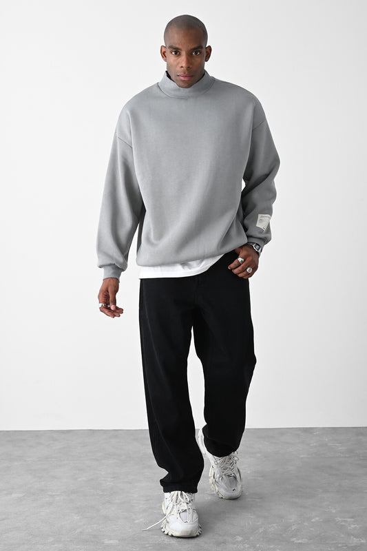 Vizon Kart Detaylı Oversize Sweatshirt