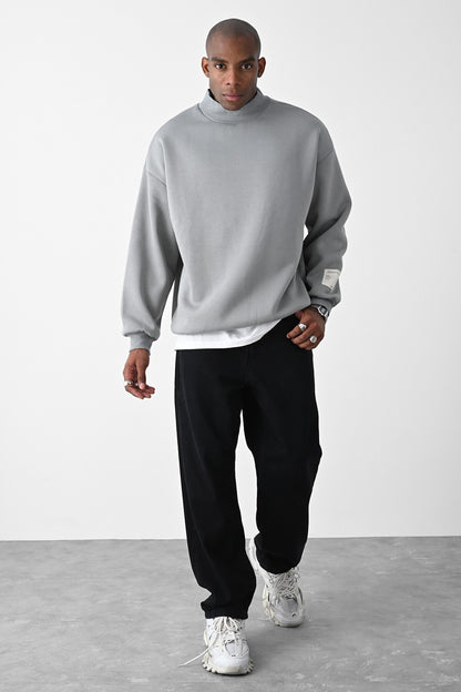 Vizon Kart Detaylı Oversize Sweatshirt