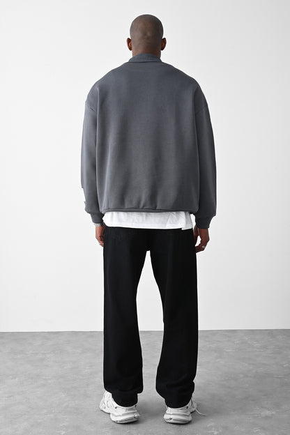 Vizon Kart Detaylı Oversize Sweatshirt