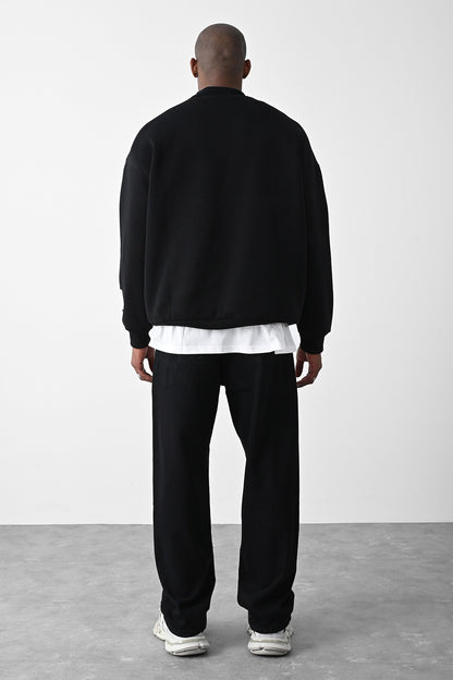 Vizon Kart Detaylı Oversize Sweatshirt
