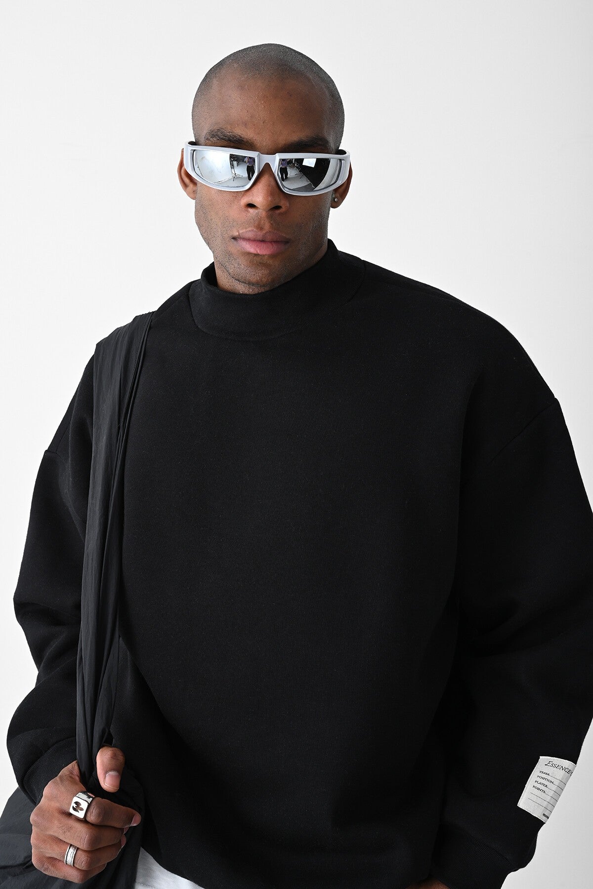 Vizon Kart Detaylı Oversize Sweatshirt