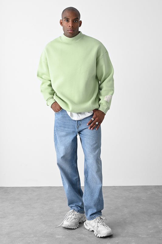 Vizon Kart Detaylı Oversize Sweatshirt