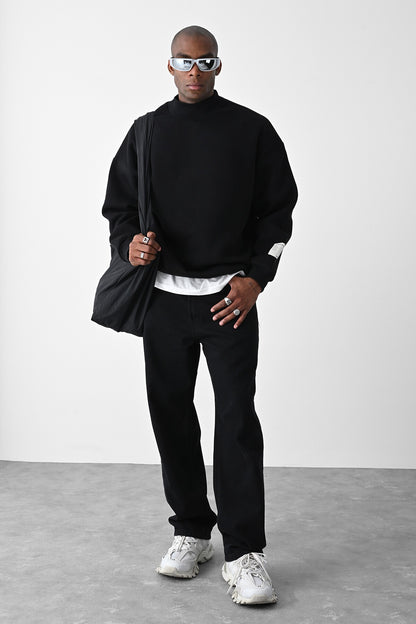 Vizon Kart Detaylı Oversize Sweatshirt