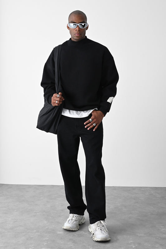 Vizon Kart Detaylı Oversize Sweatshirt