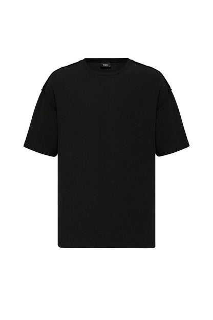 Arka Yazı Baskılı Oversize Triko Tişört