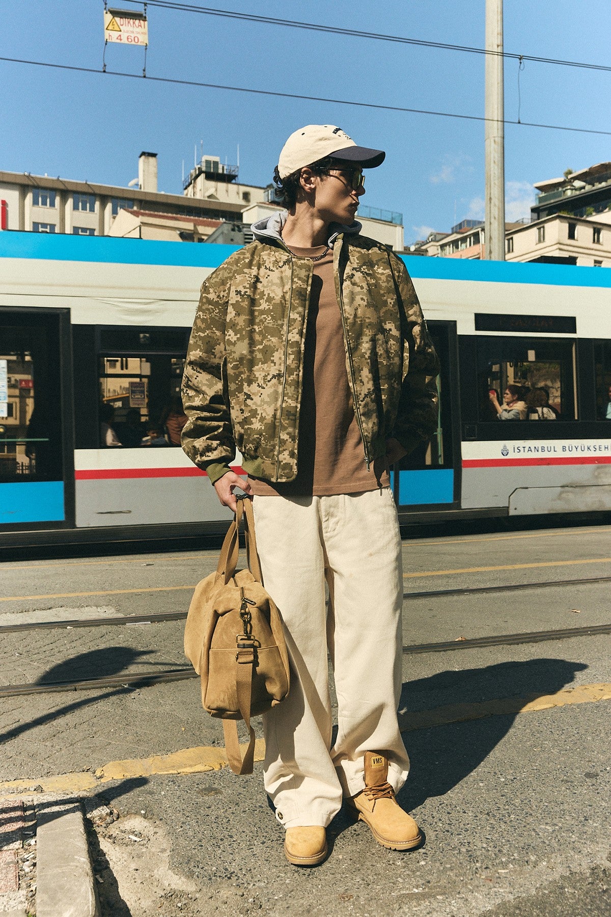 Oversize Kapüşonlu Kamuflaj Ceket